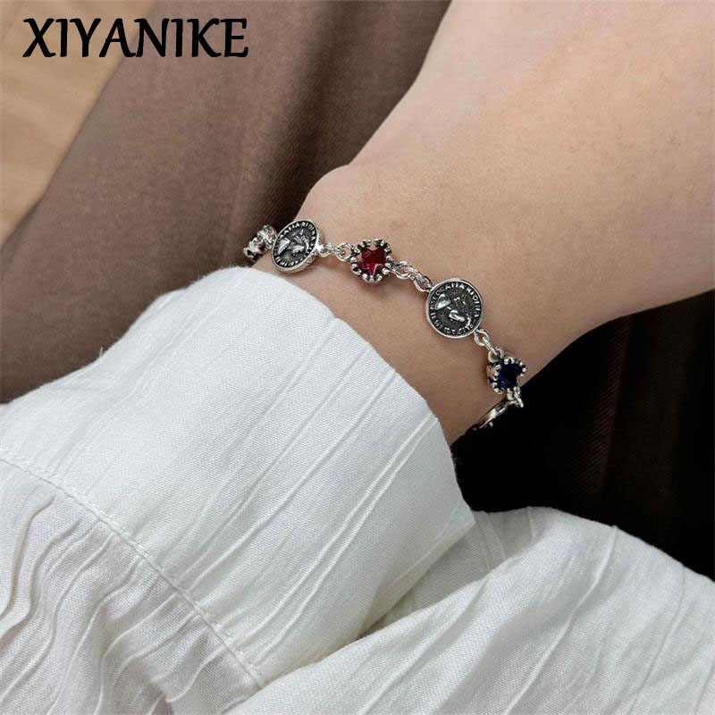 Vintage Collectible Coins - XIYANIKE Gelang Perak Thailand Kristal Berkilau