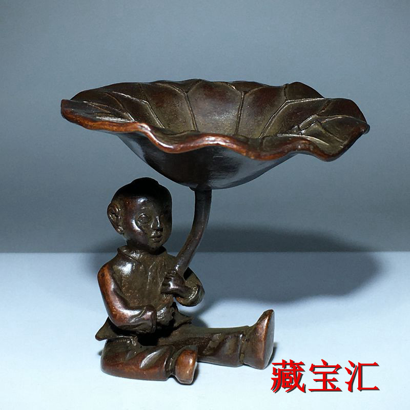 Vintage Collectible Items - Patung Perunggu Daun Teratai Antik Vintage