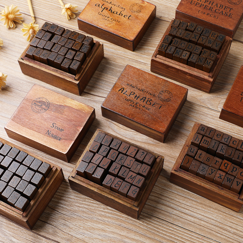 Vintage Collectible Stamps - Set Stempel Huruf dan Angka Vintage
