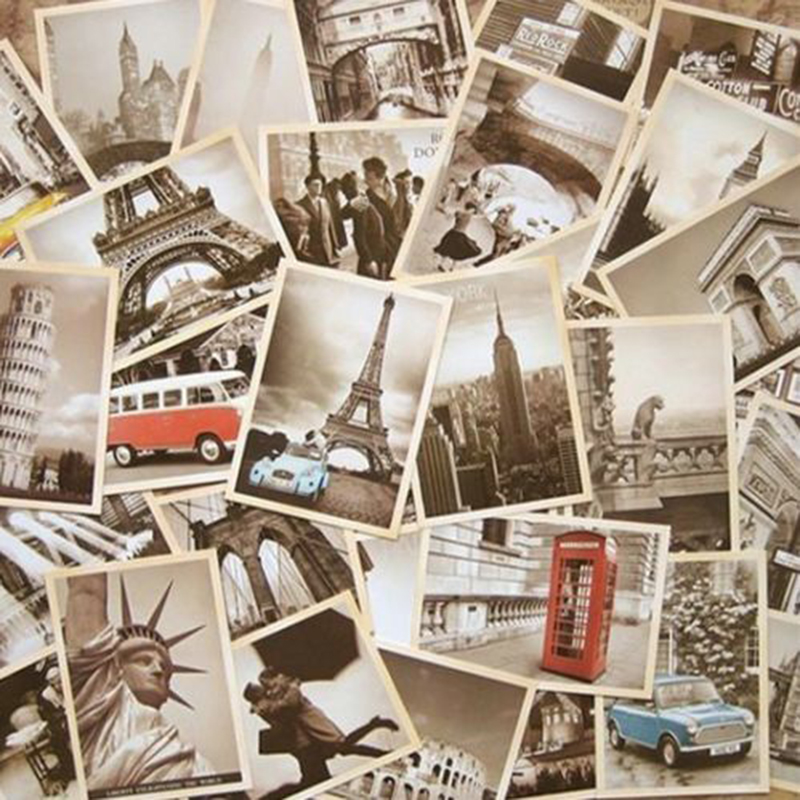 Baru 32Pcs Vintage Bangunan Te - Collectible Vintage Greeting Cards ulasan dan harga
