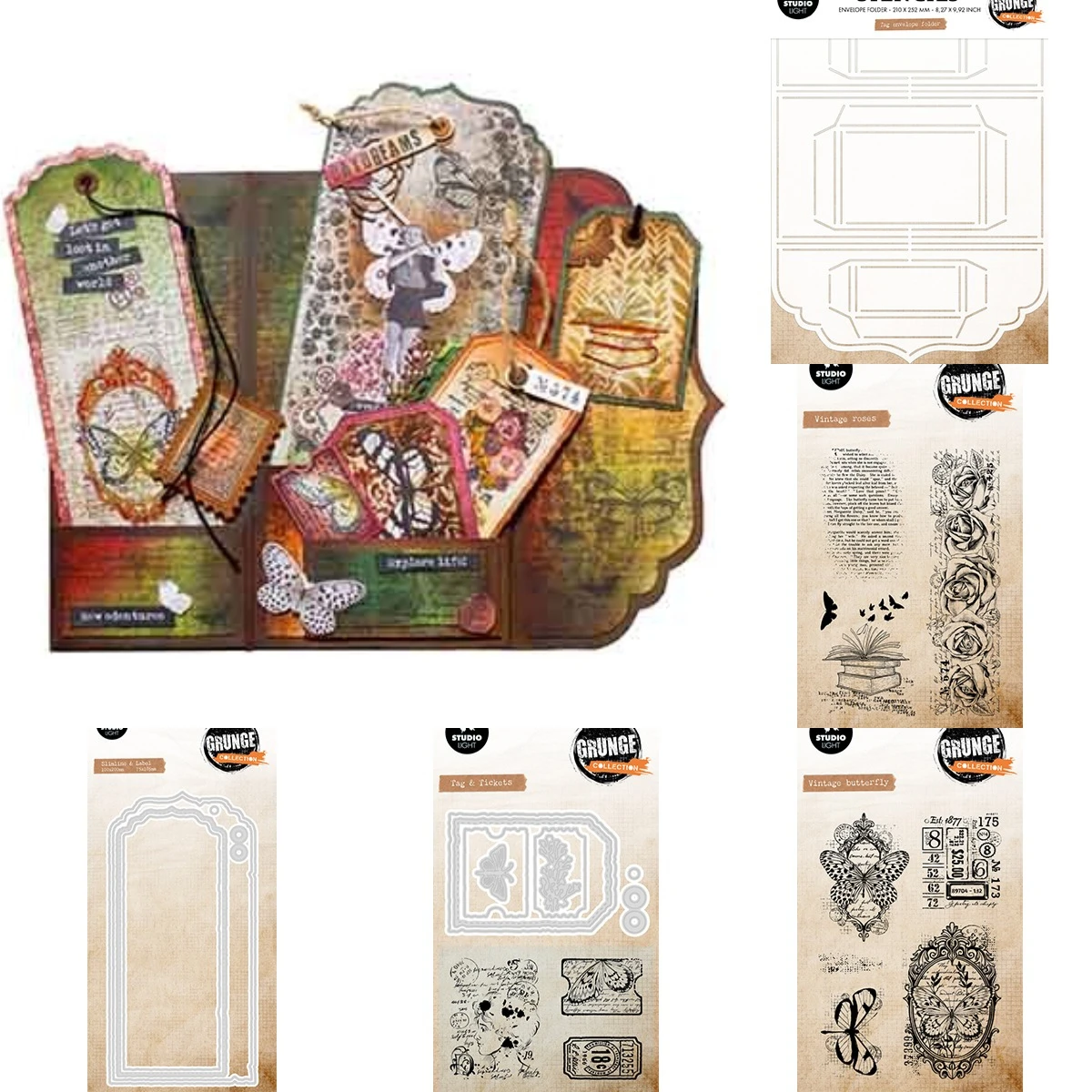 Koleksi Vintage Roses Grunge 2 - Collectible Vintage Greeting Cards ulasan dan harga